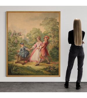 Quadro olio su tela Passeggiata nel parco del XX secolo