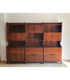 LIBRERIA A PARETE ANNI 60 IN PALISSANDRO DEL BRASILE DESIGN MODERNO VINTAGE
