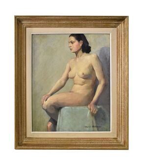 DIPINTI NUDITA' FEMMINILE, ART DECO, QUADRI DI NUDI DI DONNA, DUBOST MICHEL, DEL 1900. (QN569)