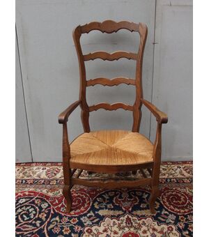 POLTRONA IN ROVERE IMPAGLIATA PROVENZALE EPOCA 800 FRANCIA  cm 54xP46xH111