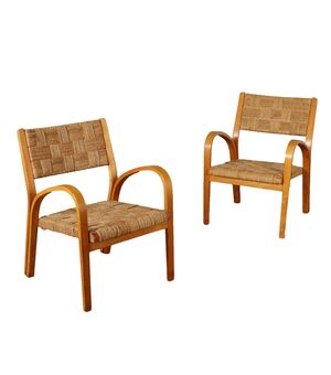 Due Poltrone in corda intrecciata Anni 50
