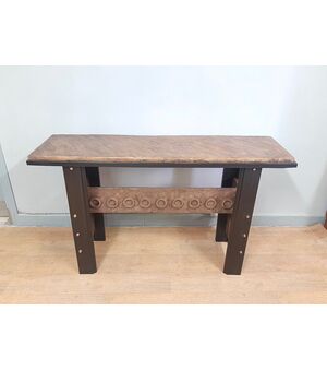 Consolle vintage tavolo da parete in legno massello trattato effetto pietra