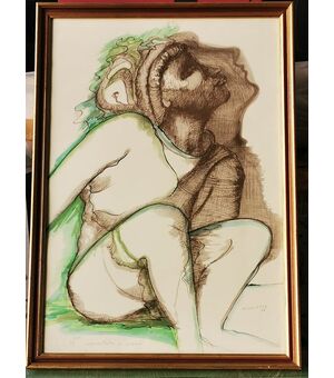 Lito di M. GULLOTTA Acquerellata a mano 1988 - 2/150 -  cm 63 x 43