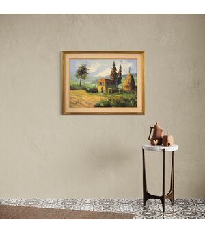 Quadro firmato paesaggio di campagna del XX secolo