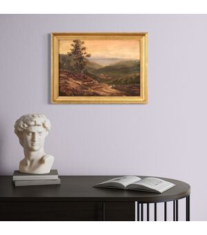 Piccolo dipinto paesaggio romantico anni 20'