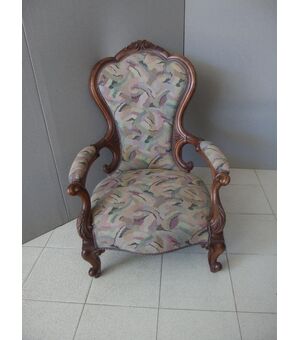 POLTRONA IN NOCE STILE LUIGI FILIPPO EPOCA 800 cm L72xP62xH98