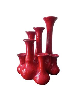 Vaso in terracotta smaltata in rosso