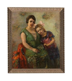 Dipinto Ritratto di Madre con Figlia