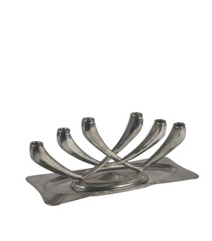 Candelabro e Vassoio in Peltro Giovanni Patrini per Atena