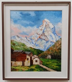 Quadro olio su tela Cervino - Dipinto - autore Tere - 1979