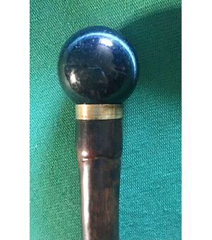 Evening cane with hawk eye stone knob, bamboo cane.     
