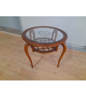 TAVOLONO BASSO, TONDO, DA SALOTTO IN NOCE, STILE PAOLO BUFFA ANNI '50