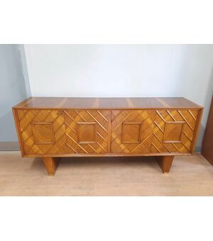 CREDENZA ART DECO ANNI '40 IN ROVERE BIONDO NELLO STILE DI GIO PONTI