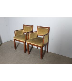 Antica coppia di poltroncine art deco noce 1940 .