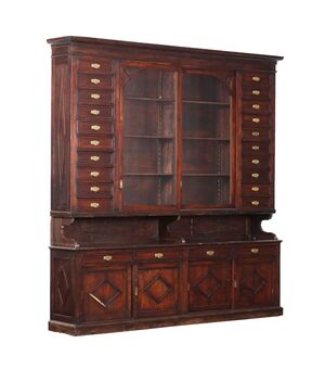 Grande credenza da negozio a Due Corpi liberty