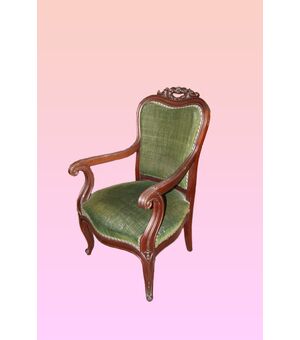 Poltrona francese stile Luigi Filippo del 1800 in mogano