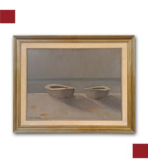 DIPINTO CON BARCHE SECONDA META’ XX SECOLO 