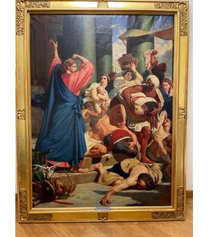 Cacciata dei Mercanti dal Tempio: Scuola del XX Secolo (H. Pedella), Olio su Tela 128x165 cm
