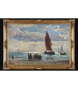 Dipinto di Beppe Ciardi (Venezia 1875 – Quinto di Treviso 1932) raffigurante “Il mare”