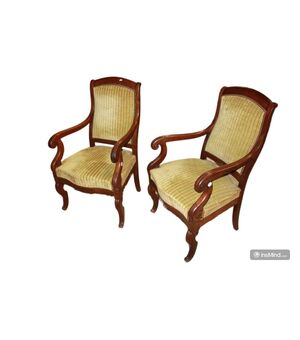 Coppia di Poltrone Stile Direttorio In Legno di Mogano Francia seconda metà 1800