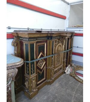 Bellissima credenza in legno dipinta parzialmente dorata - fine 18° sec - Venezia