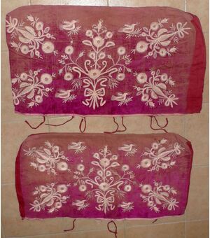 Pair of finely embroidered silk cushions