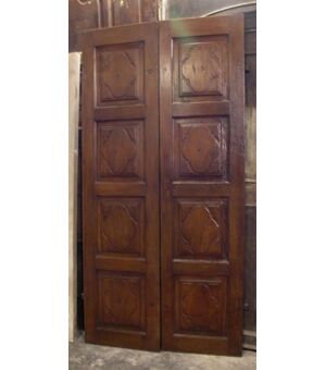 pti535 walnut door to eight panels, mis. h 225 cm x 113 cm