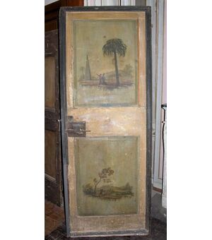 ptl375 porta settecentesca con paesaggi dipinti ambo i lati,mis. h cm195 x 76cm