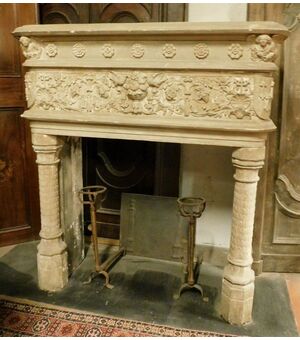 chp218 ornately carved fireplace, mis. larg. max cm158 cm168 xh