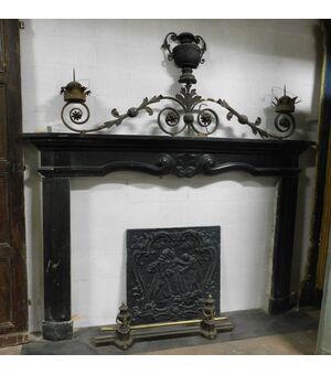 Chm528 black marble fireplace, mis. Cm 232 x 153 cm     