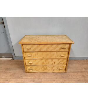 BEL CASSETTONE IN BAMBOO E VIMINI ANNI 70/80 BUONE CONDIZIONI DI CONSERVAZIONE