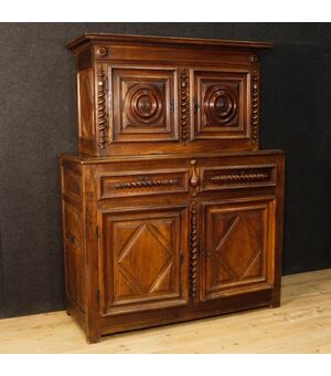 Antique French cupboard in walnut wood from 18th century