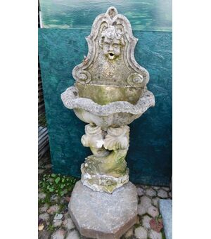 dars296 small fountain with putto, early &#39;900, mis. cm 60 xh 130     