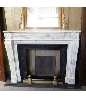 chm605 fireplace in white Louis XVI marble, mis. cm 143 xh 111     