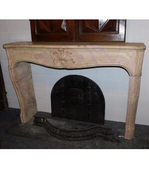 chp271 burgundy stone fireplace, 18th century, French;     