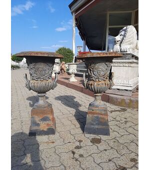 Pair of cast iron vases     