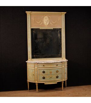 Italian demilune dresser with mirror in Louis XVI style