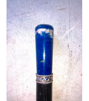 Stick with lapis lazuli knob, silver and marcasite ring, rosewood barrel.     