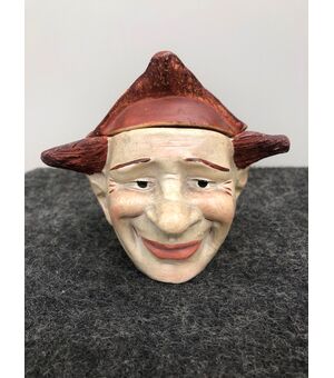 Earthenware snuffbox depicting a jester&#39;s head. France     