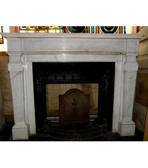 chm629 - white marble fireplace, cm l 141 xh 110     