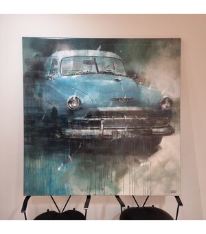 Tecnica Mista su Tela con Auto d’Epoca Americana
