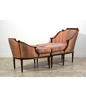 Poltrona Duchesse brisée in legno di noce, Piemonte, fine del XVIII secolo