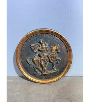 Targa in terracotta primi '900 raffigurante San Martino, mis 24 cm