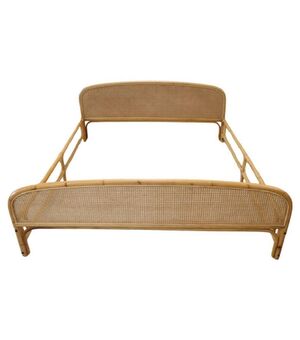 Letto vintage anni '80 in bambù e paglia di Vienna PREZZO TRATTABILE