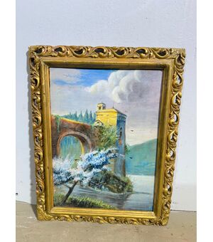 Antico dipinto su tavola, primi '900, mis 37x28