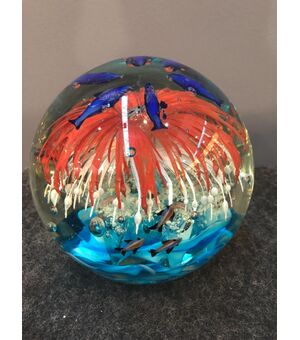 Submerged glass aquarium bowl. Cenedese manufacture. Murano.     