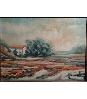Franco Francese " Paesaggio". Misure cm h. 30x40.