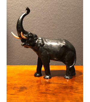 Bronze elephant painted with ivory tusks. Vienna.     