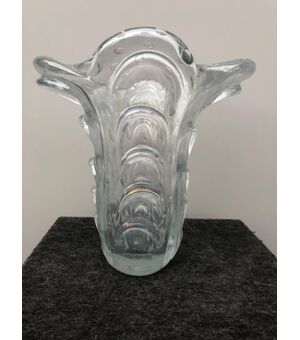 vaso in vetro madreperlaceo con bolle incluse.Manifattura V.A.M.S.A di Barbini,Zecchin,Martinuzzi.Murano.