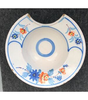 Round shaving plate with floral decoration.France.     